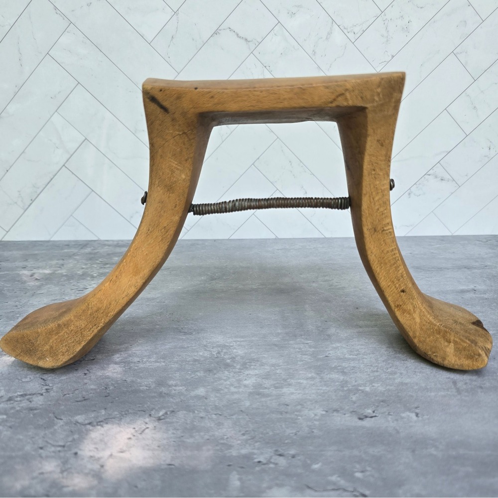 Vintage Hand Carved Wood Neck Rest Stool African Tribal Style Primitive Decor - Picture 5 of 10